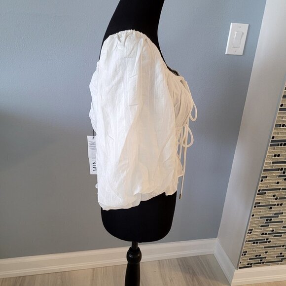 NWT Revolve MINKPINK WHITE NORAH TOP TIE FRONT - Picture 11 of 16